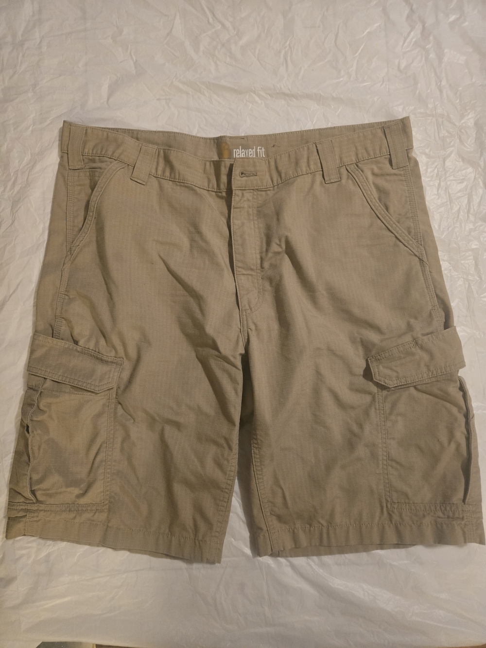 Carhartt Force Relaxed Fit Cargo Shorts Size 40 Khaki Ripstop Workwear